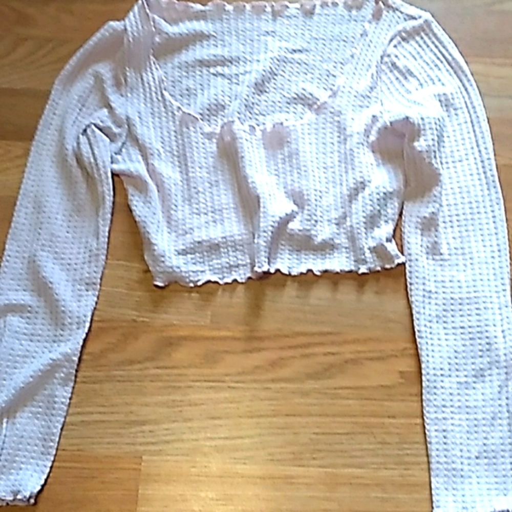 Long sleeve pink crop top
